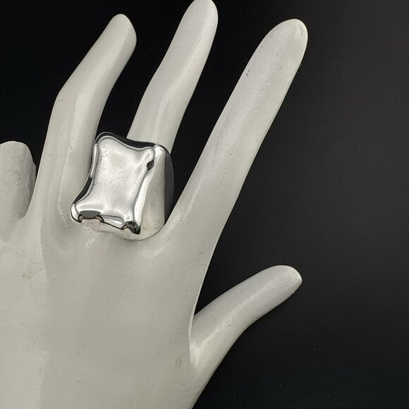 RLM Ring Robert Lee Morris Tablet Rectangle Modernist Bronze Bold QVC size 10 - Picture 12 of 14